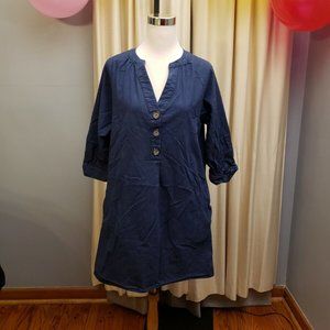 FALLS CREEK Medium Women Blue Denim Dress Knee Length Cotton/Spandex